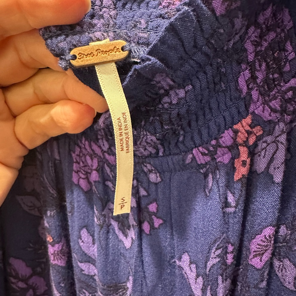 Free People Blue and Purple Floral Dress